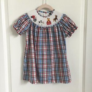 Banana Split Farm Animal Smocked Plaid Dress 12m